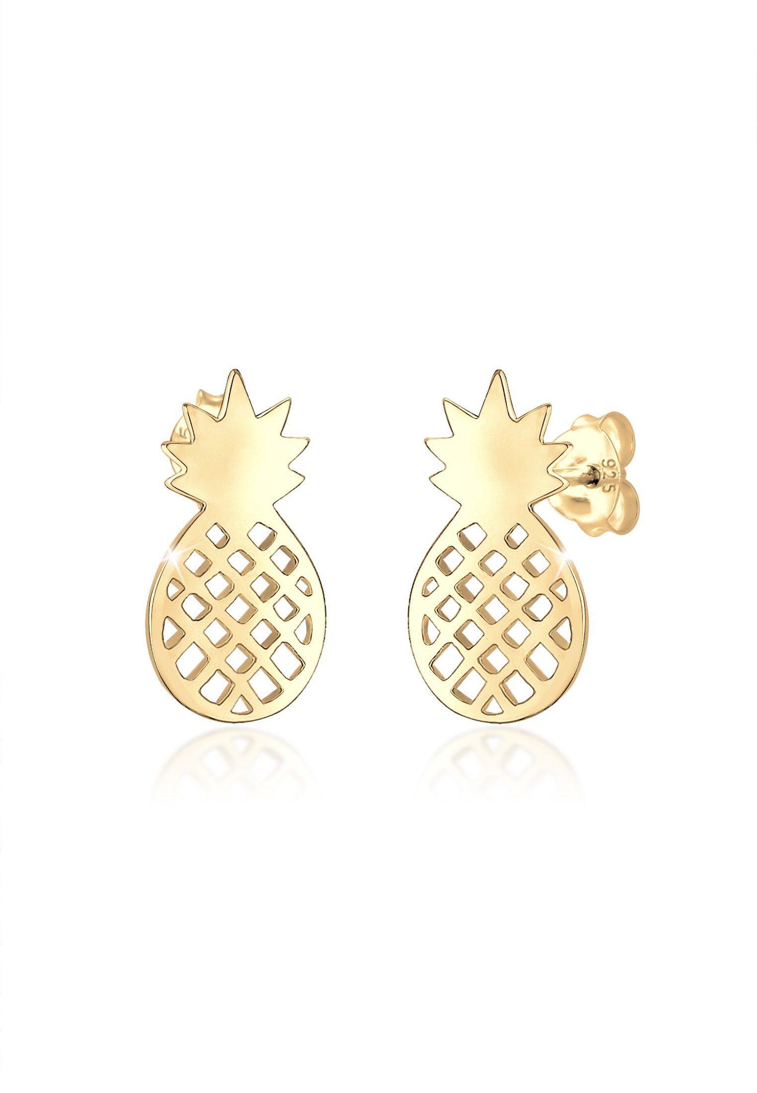 Elli Paar Ohrstecker Ohrstecker Ananas Frucht Trend Sommer 925er Silber Gold