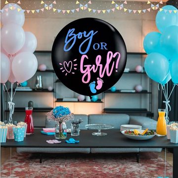 Montegoni Aufblasbares Partyzubehör 2 Stück XXL Gender Reveal Ballon 90cm, Band, Konfetti, 2xBalloons und 2xNadeln