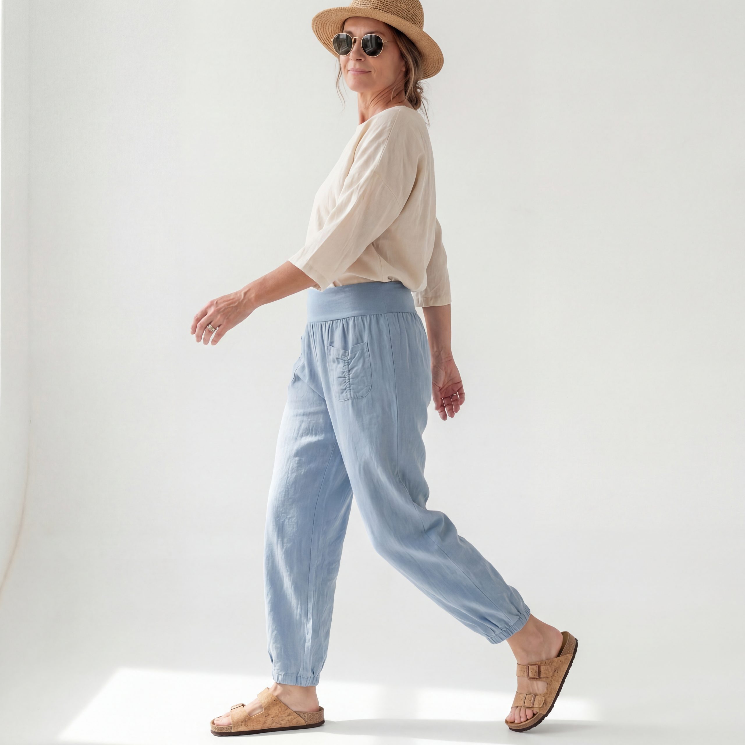 OriginalYou Leinenhose Sommerliche Leinen Pumphose luftig leichte Schlupfhose luftig & leichtes Leinengewebe, elastischer Bund, in Unifarbe