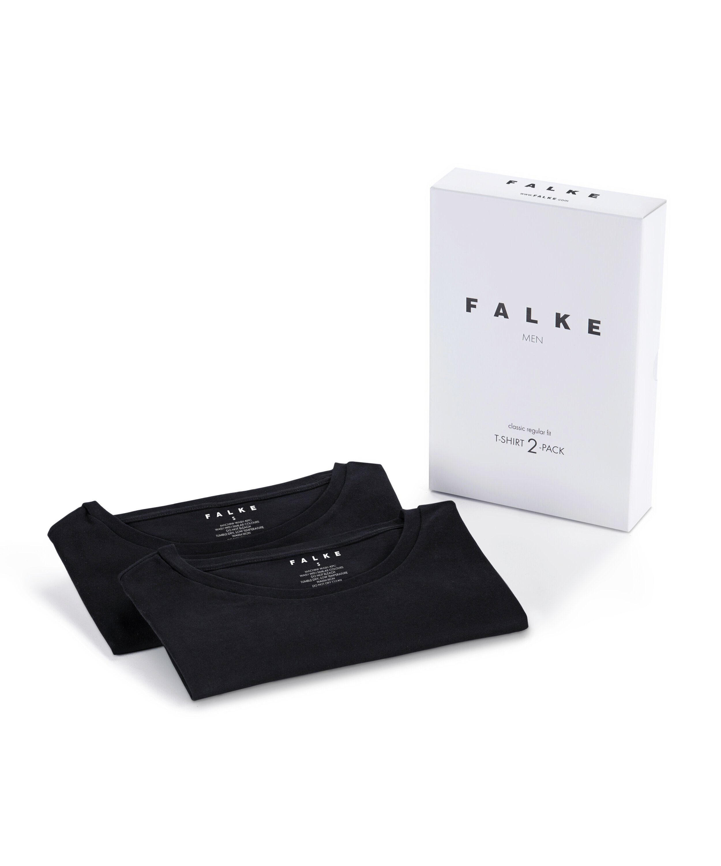 atmungsaktivem T-Shirt FALKE (3000) Material aus 2-Pack (2-tlg) black