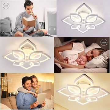 oyajia Deckenleuchte 80W Modern LED Deckenlampe aus Metall, in Blumenförmiges Design, Dimmbar LED Deckenleuchte, für Wohnzimmer, Schlafzimmer, Flur, Küche