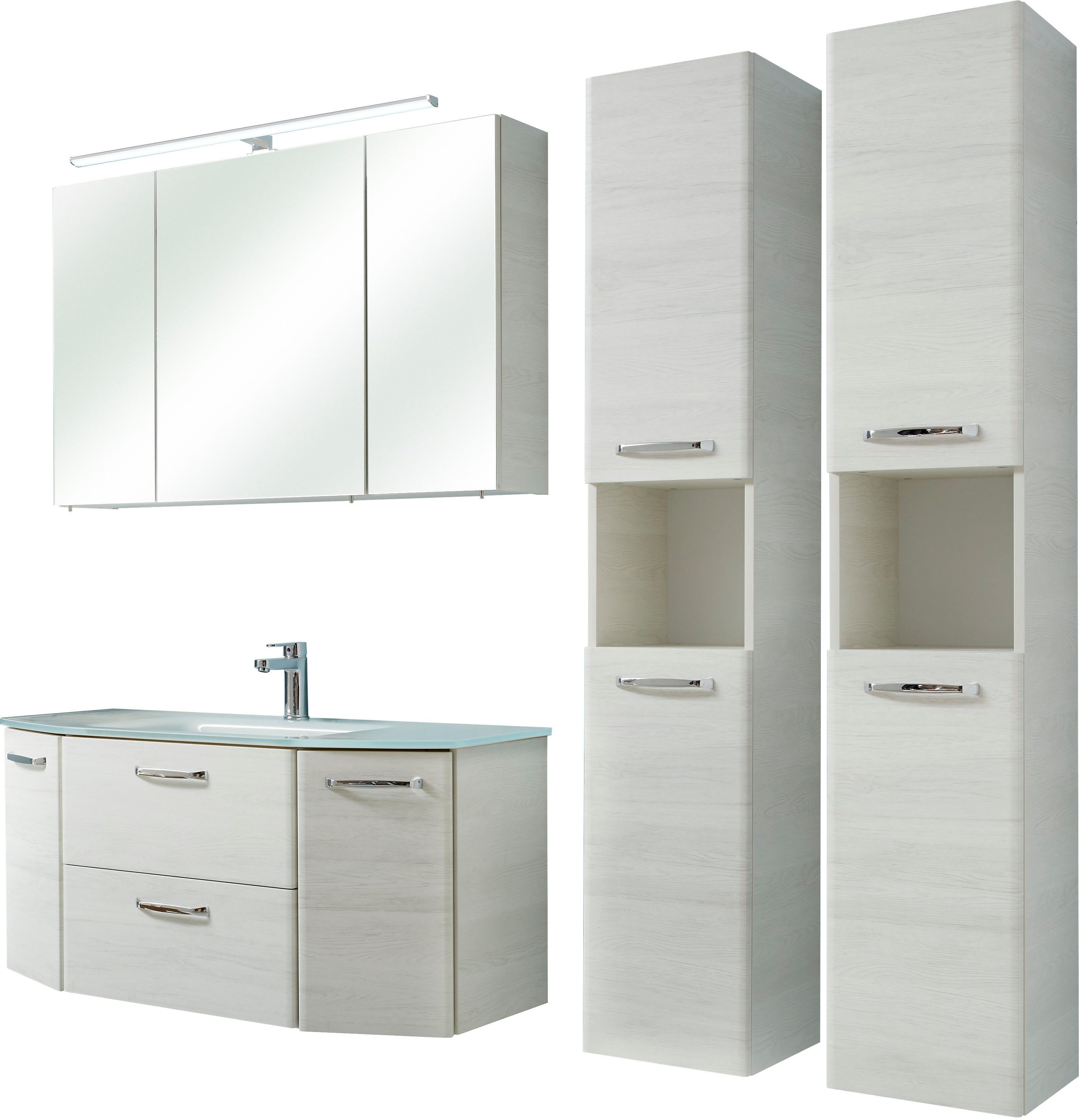 Saphir Badmöbel-Set Quickset 936 4-teilig, Glaswaschtisch günstig online kaufen