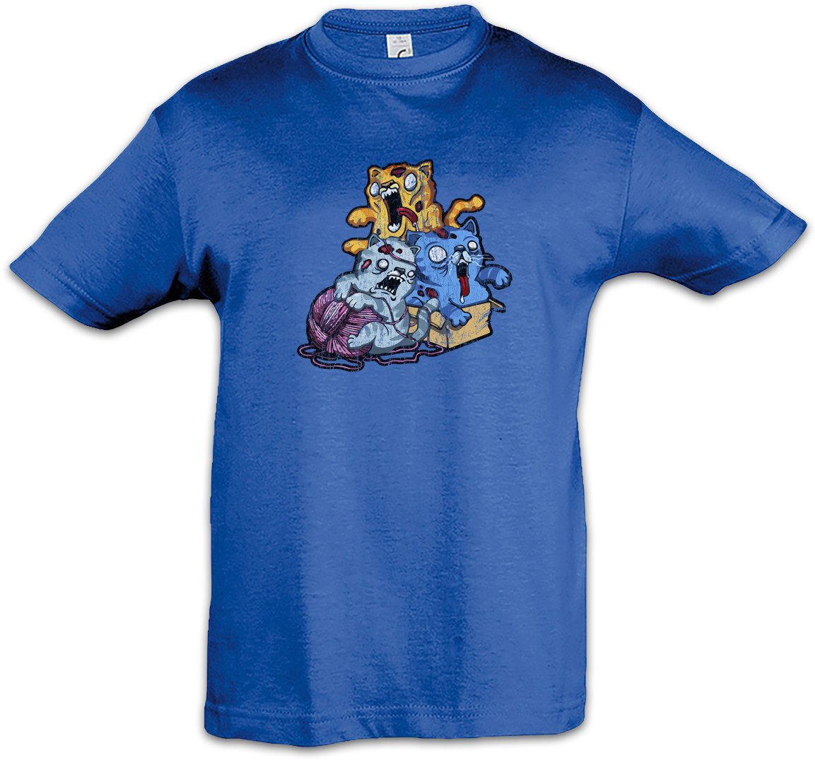 Print-Shirt Zombie Cats Kinder T-Shirt Katzen Kätzchen Kater Katze Cat Walking