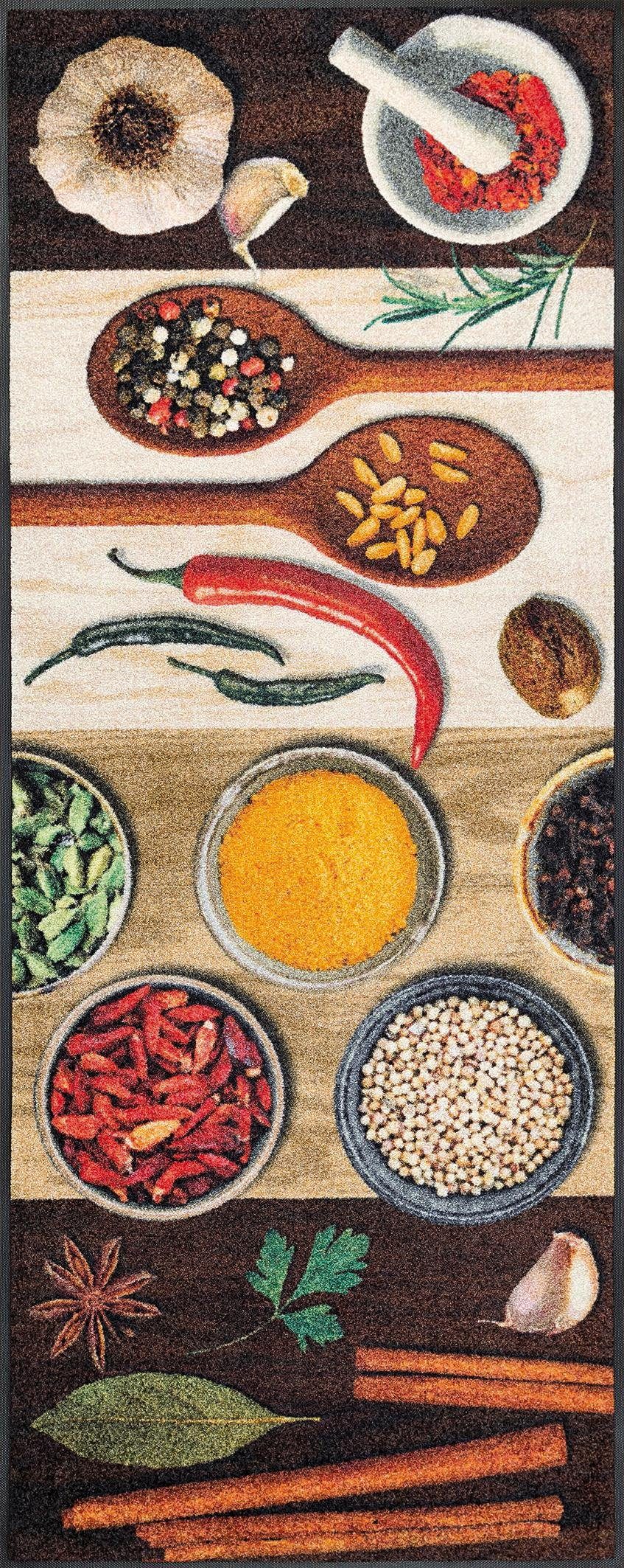 wash+dry by Kleen-Tex Küchenläufer Hot Spices, rechteckig, Höhe: 9 mm, Teppich, Motiv Gewürze, rutschhemmend, waschbar, Küche