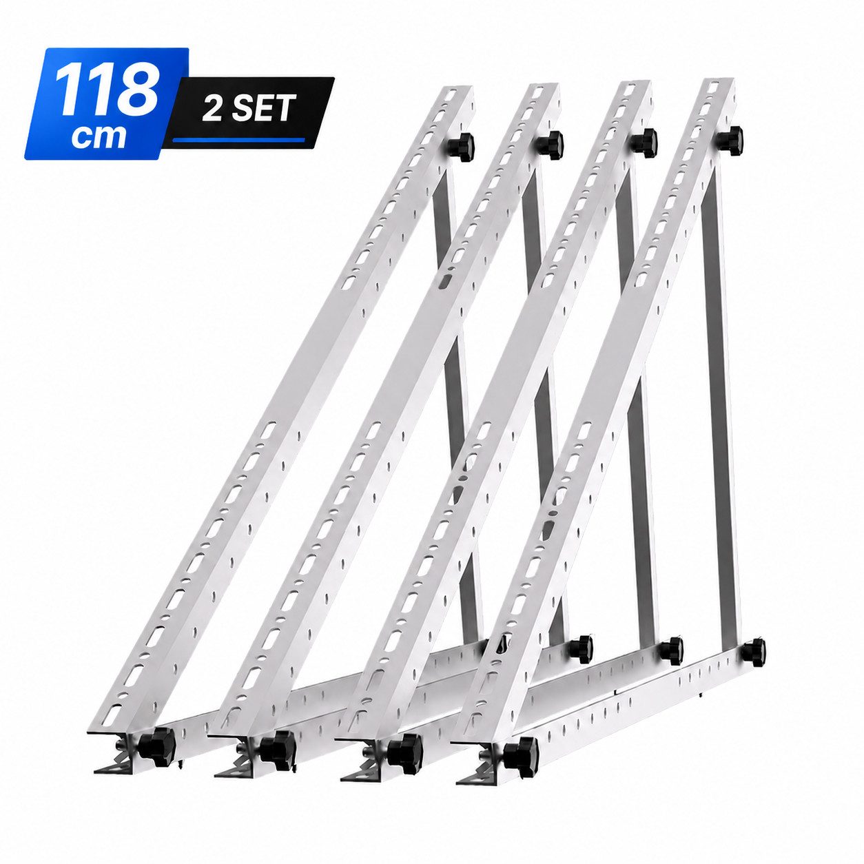 GLIESE Solarmodul-Halterung verstellbar 0-90° – für Balkonkraftwerk & Dach, (Set, Alu 118cm, rostfrei, 0-90° – Komplettset mit Schrauben & Zubehör)