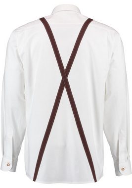 OS-Trachten Trachtenhemd »Kabar« Langarmhemd mit 2x3 Biesen und aufgenähten Hosenträger