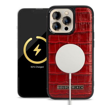 GOLDBLACK Handyhülle iPhone 13 Pro MagSafe Leder Case Kroko-Prägung rot 15,49 cm (6,10 Zoll)
