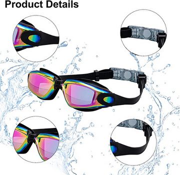 Mrichbez Taucherbrille Schwimmbrille für Herren Damen Jugendliche, (1-St., Taucherbrille Anti-Beschlag), UV-Schutz, klare Sicht, Verstellbare Silikon Riemen Schwimmbrillen