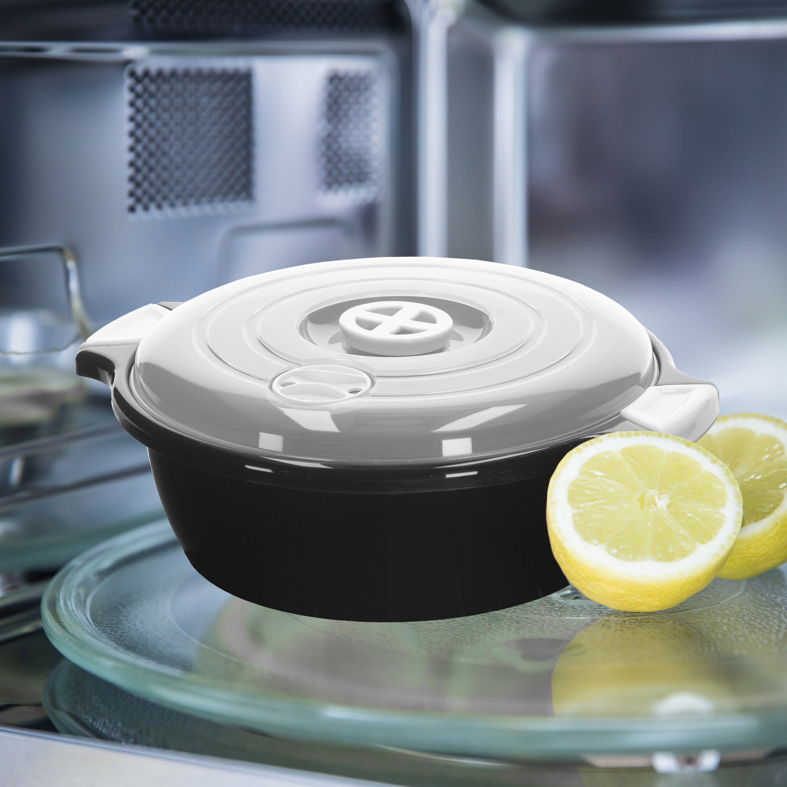 Lantelme Mikrowellenbehälter Mikrowellenschüssel Set rund Mikrowellen Picknick Schüssel, lebensmittelecht, (Spar-Set, 2-tlg., 2 Stück Set Mikrowellenschüssel Volumen 1,8 Liter Volumen), mit Deckel und Dampfventil, Deutsche Herstellung