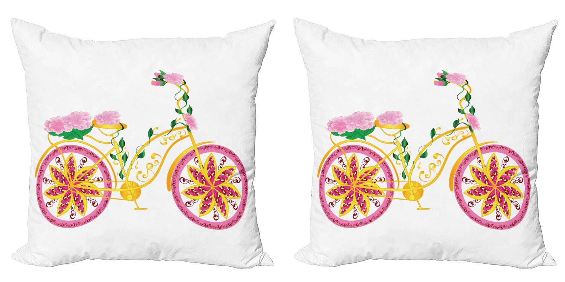 Accent Stück), Kids (2 Rosa Digitaldruck, Fahrrad Blumenverzierung Doppelseitiger Abakuhaus Kissenbezüge Modern