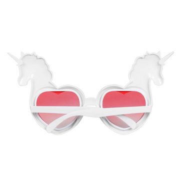 Boland Kostüm Einhorn Funbrille, Bunte Partybrille in Herzform mit Einhörnern