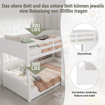 OKWISH Etagenbett Hochbett Kinderbett (90*200cm), multifunktionales Kinderbett, Mit Treppen und Schließfächern