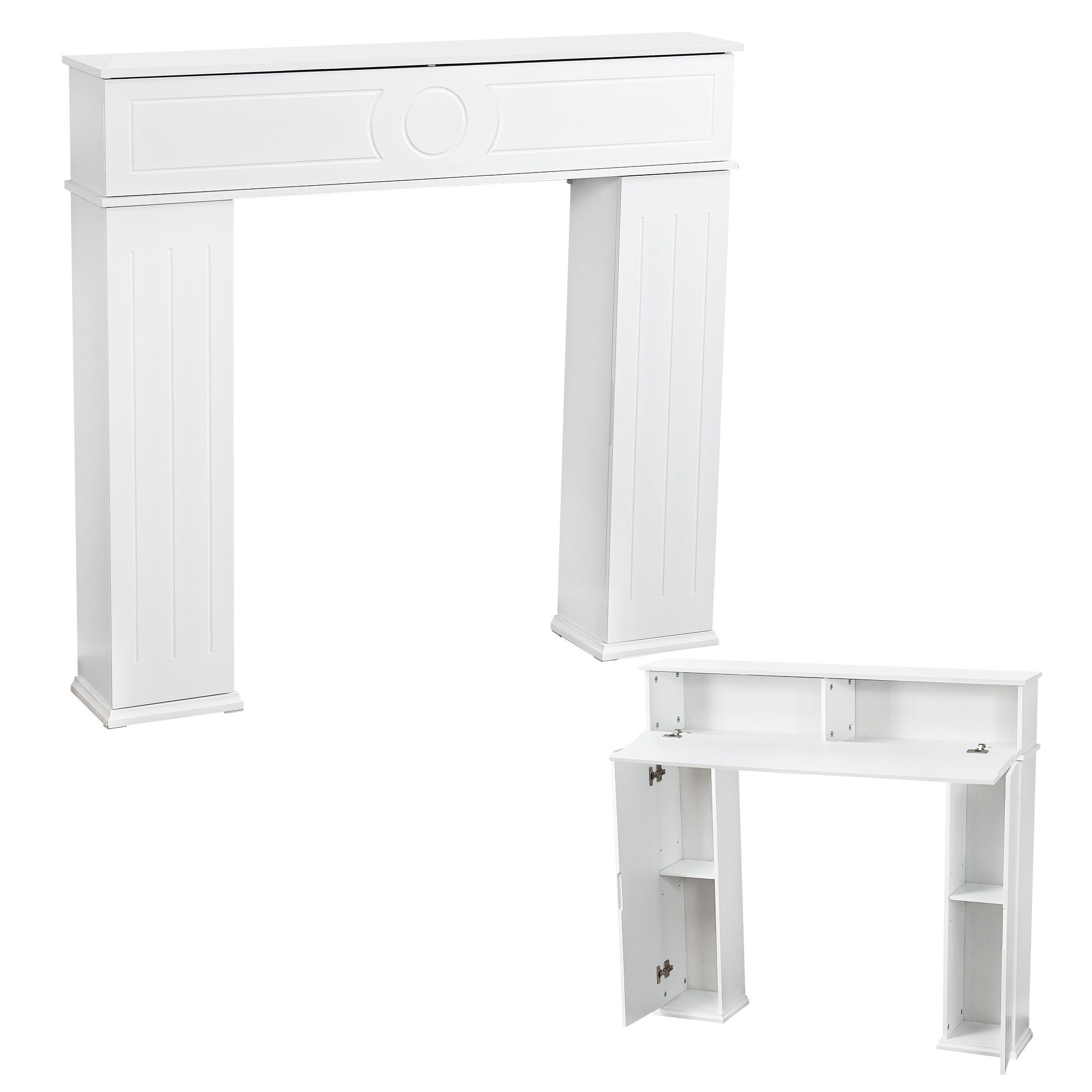Furnishings Home Kaminumbauschrank Umbauschrank Geheimfach Kaminkonsole mit Stauraum, MDF (1 tlg. 107x18x100 cm) Kamintür, Moderner Stil, dekorative Aufbewahrungsschränke,mit 3 Türen