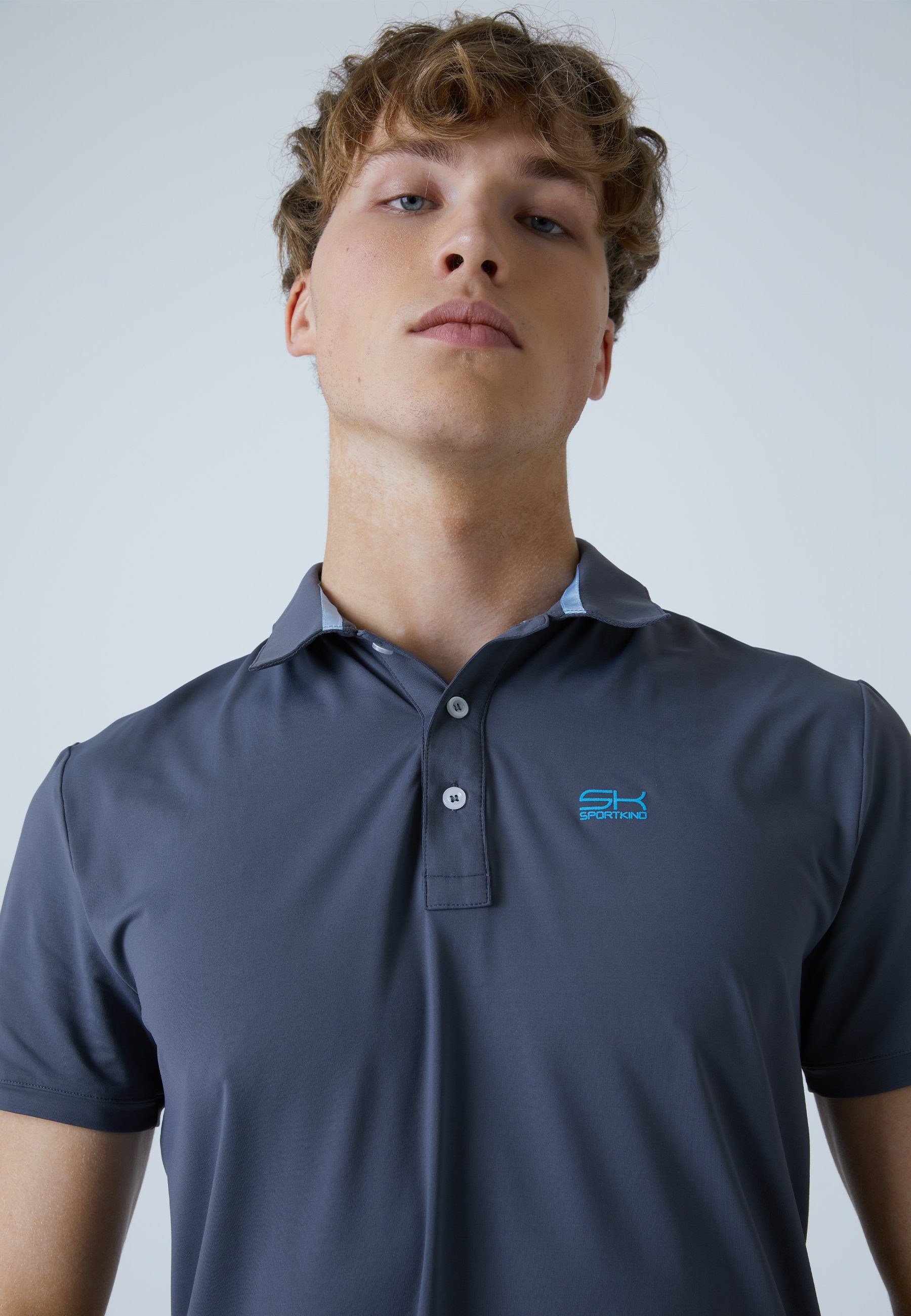 SPORTKIND Funktionsshirt Golf Polo Shirt Kurzarm Jungen & Herren grau | Funktionsshirts