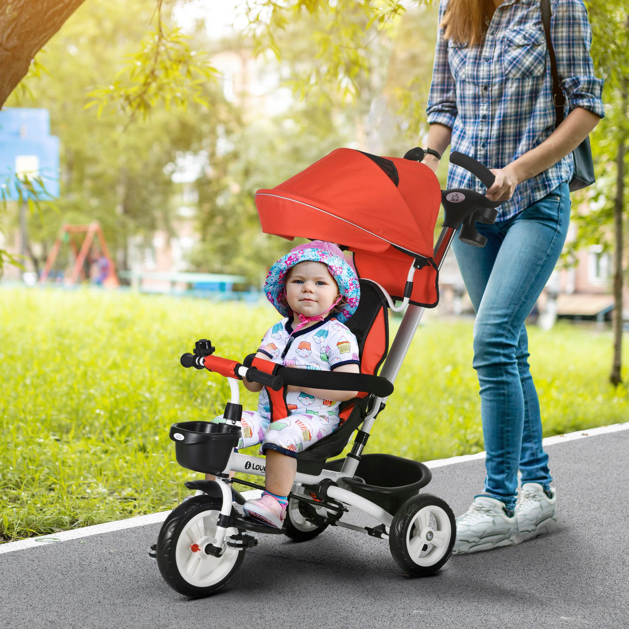 HOMCOM Dreirad mit Sicherheitsgurt, abnehmbar Sonnendach, günstig online kaufen