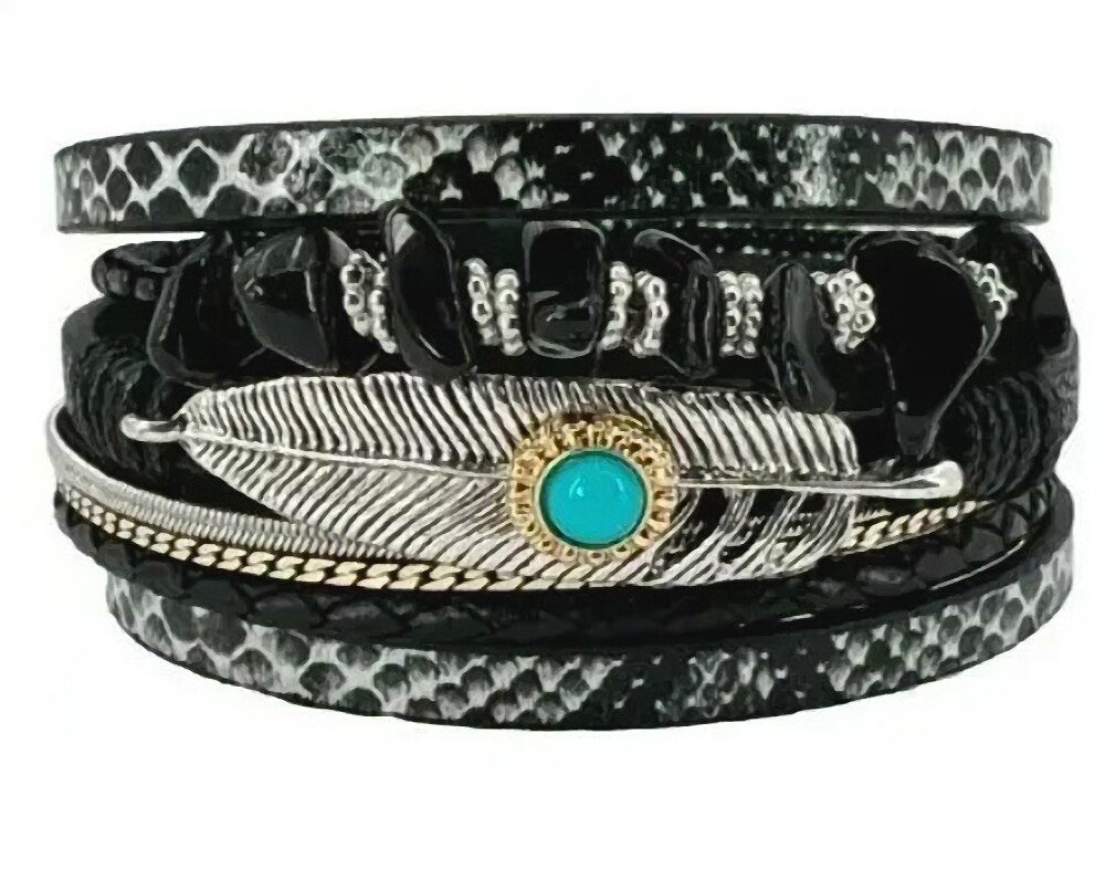 Westernlifestyle Armband Lederarmband im Westernstyle Country Feder Perlen günstig online kaufen
