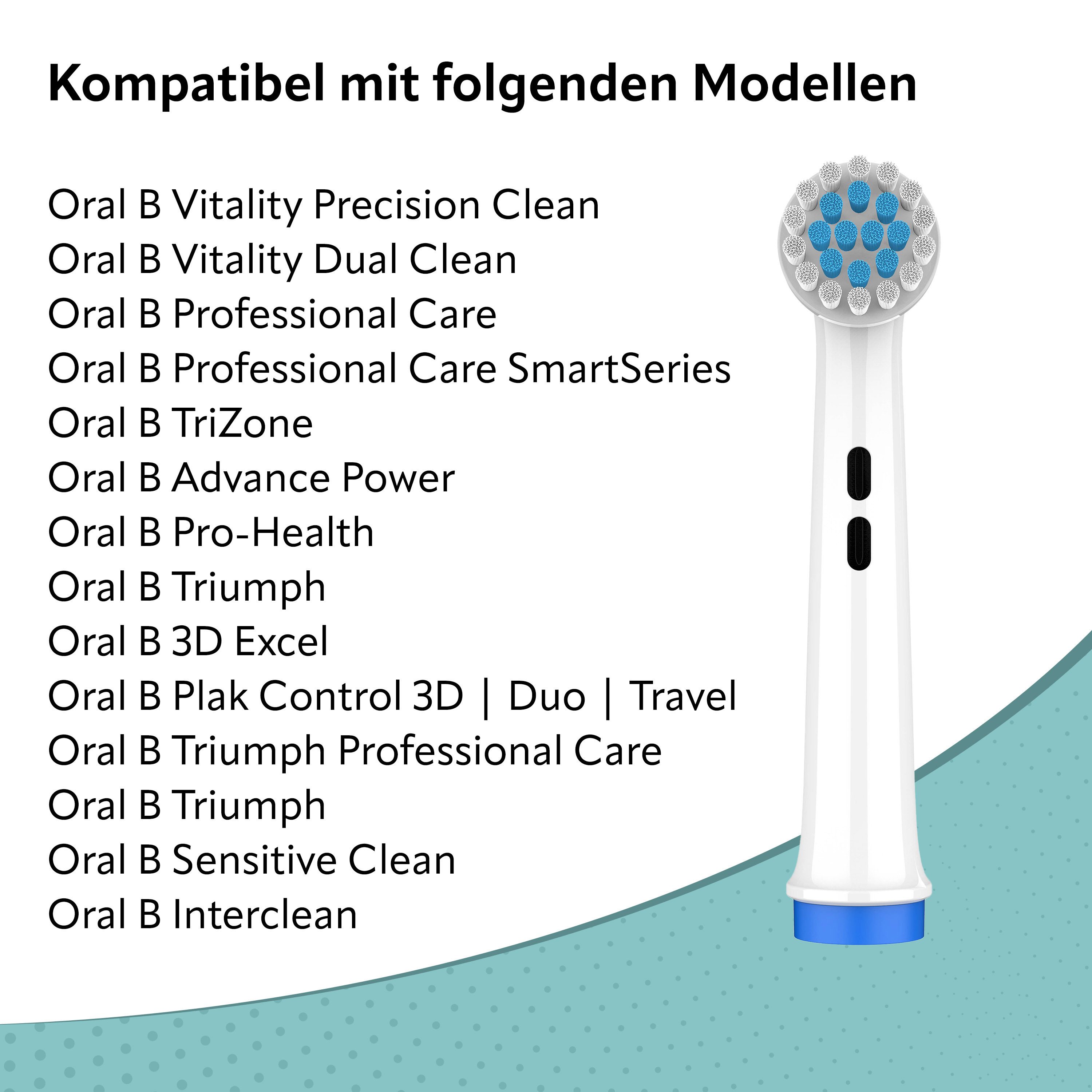 Wunder Zahnstocher Mundpflegecenter Aufsteckbürsten für Oral B 8er Pack - Zahnbürstenaufsätze für Oral B, Aufsteckbürsten, Aufsteckbürsten kompatibel mit Oral B