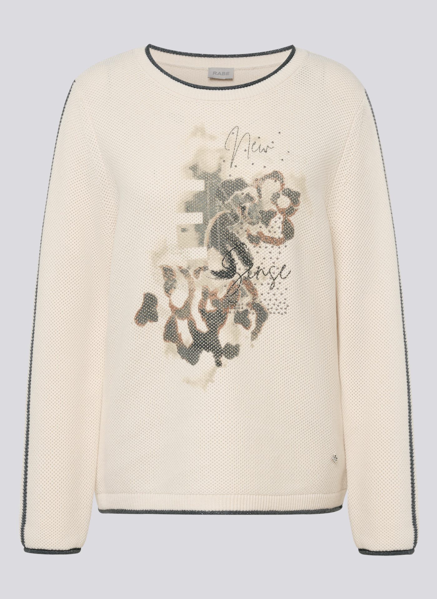 Rabe Rundhalspullover mit intarsien Print