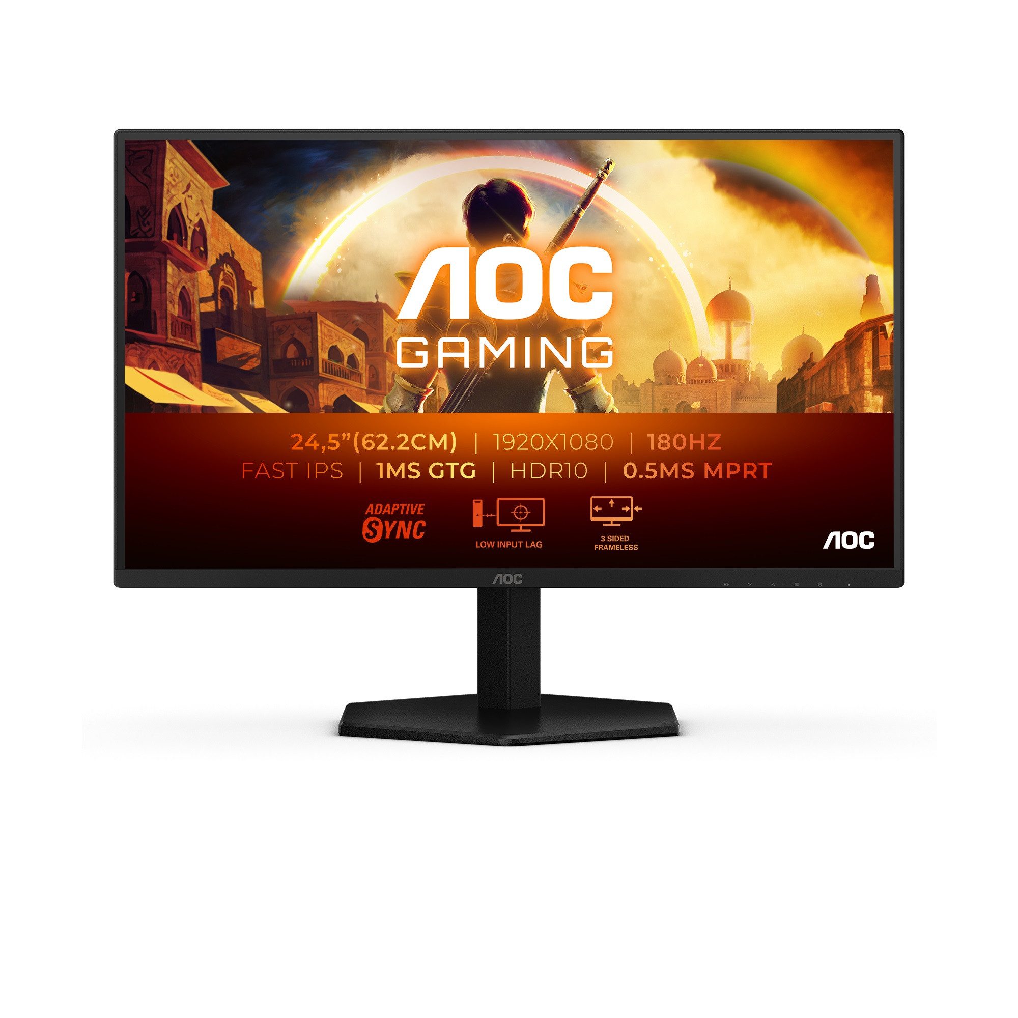 AOC 25G42E Gaming-Monitor (62,2 cm/25 ", 1920 x 1080 px, Full HD, 0,5 ms Reaktionszeit, 180 Hz, Fast-IPS, Neigung)
