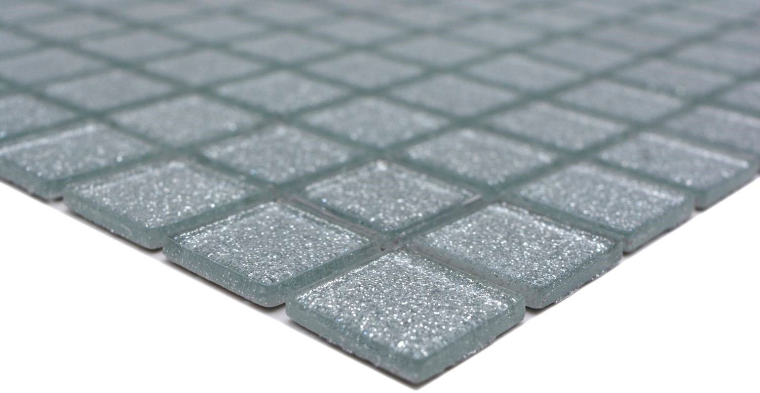 Mosani Mosaikfliesen Glasmosaik Crystal 10 glänzend Mosaikfliesen silber / Matten