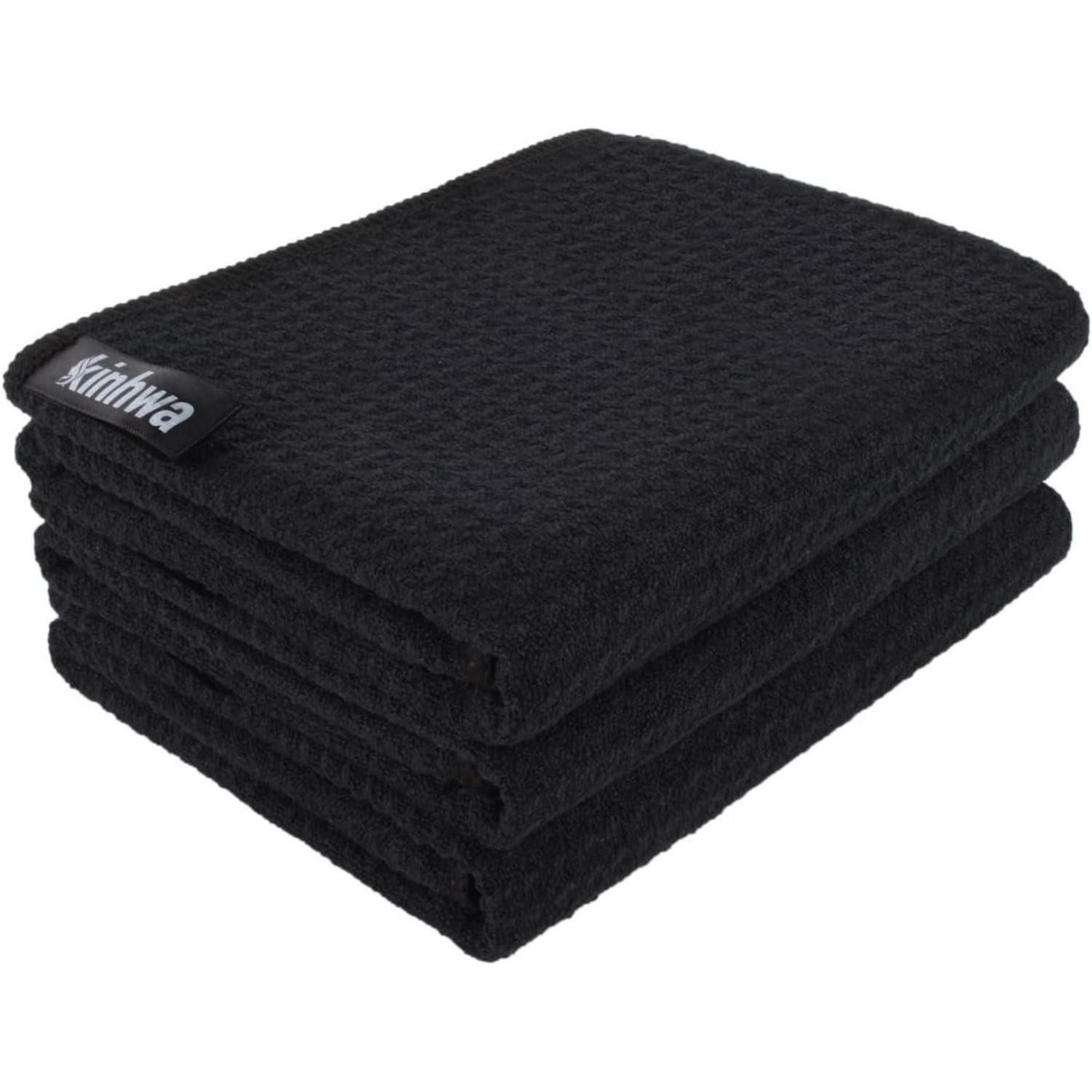 LuxusKollektion Spültuch Spültücher Schwarz Waffeltuch Mikrofaser 40x70cm 3er Set