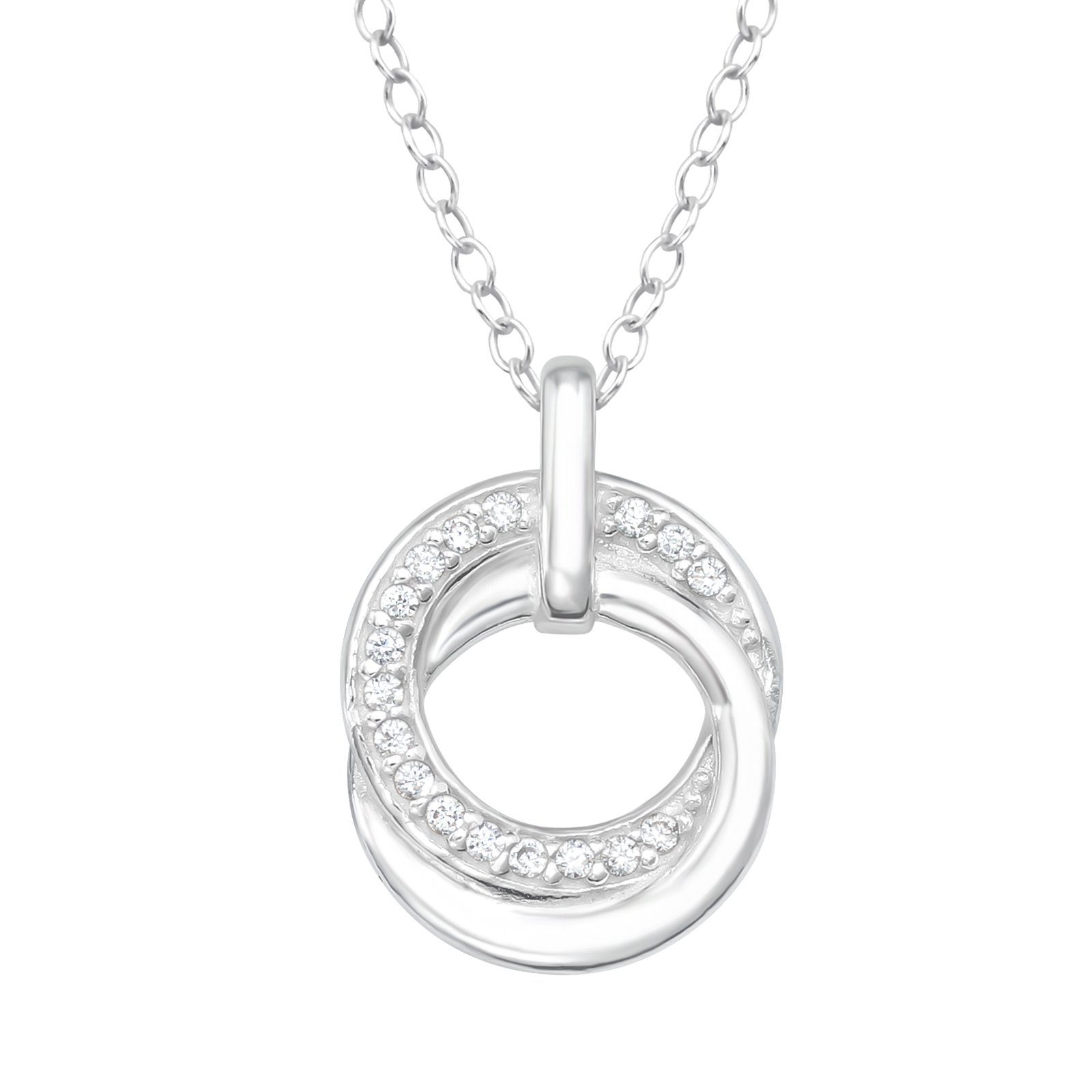 Kette mit Anhänger RINGE mit Zirkonia, 2-tlg.