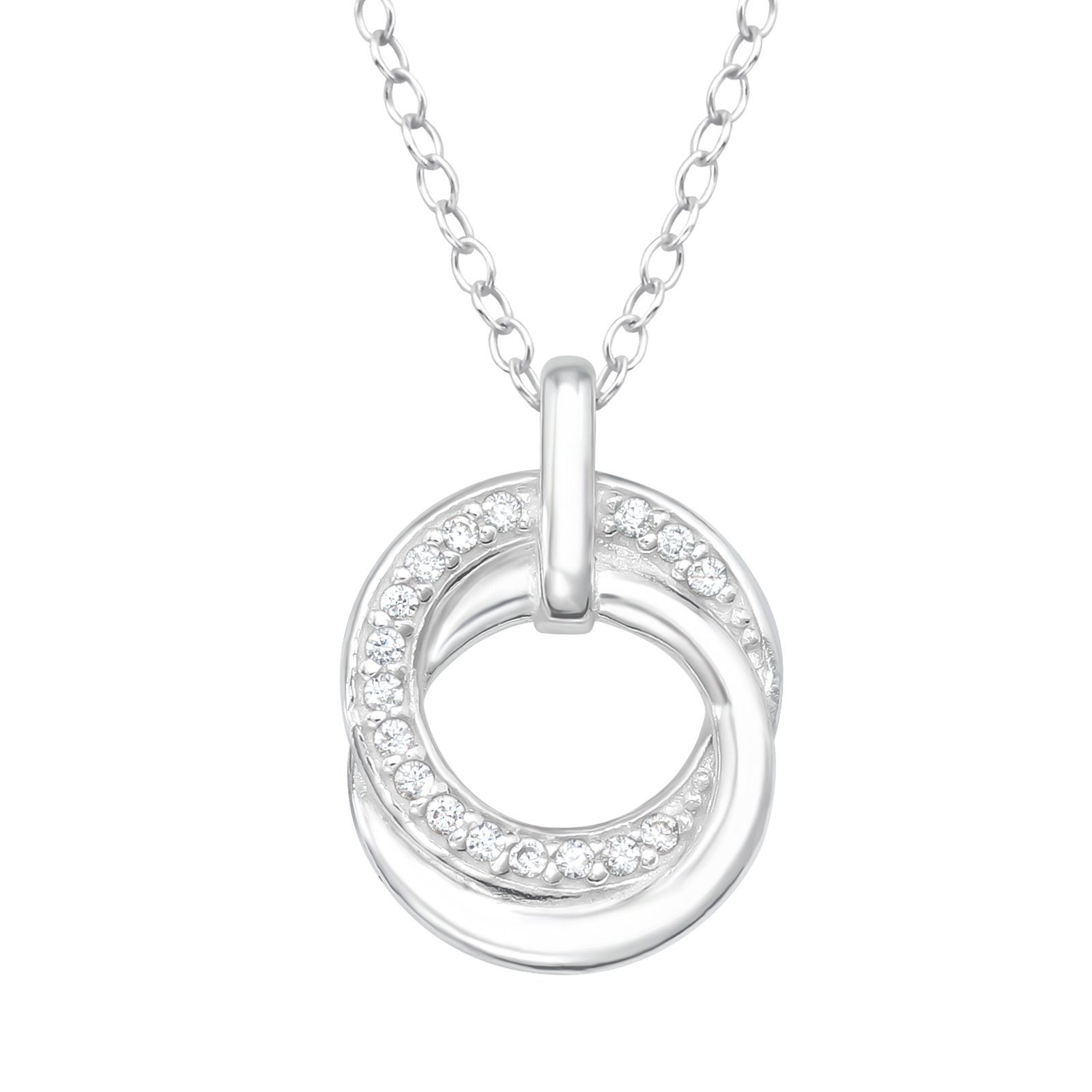 ALEXANDER YORK Kette mit Anhänger RINGE mit Zirkonia, 2-tlg., 925 Sterling Silber