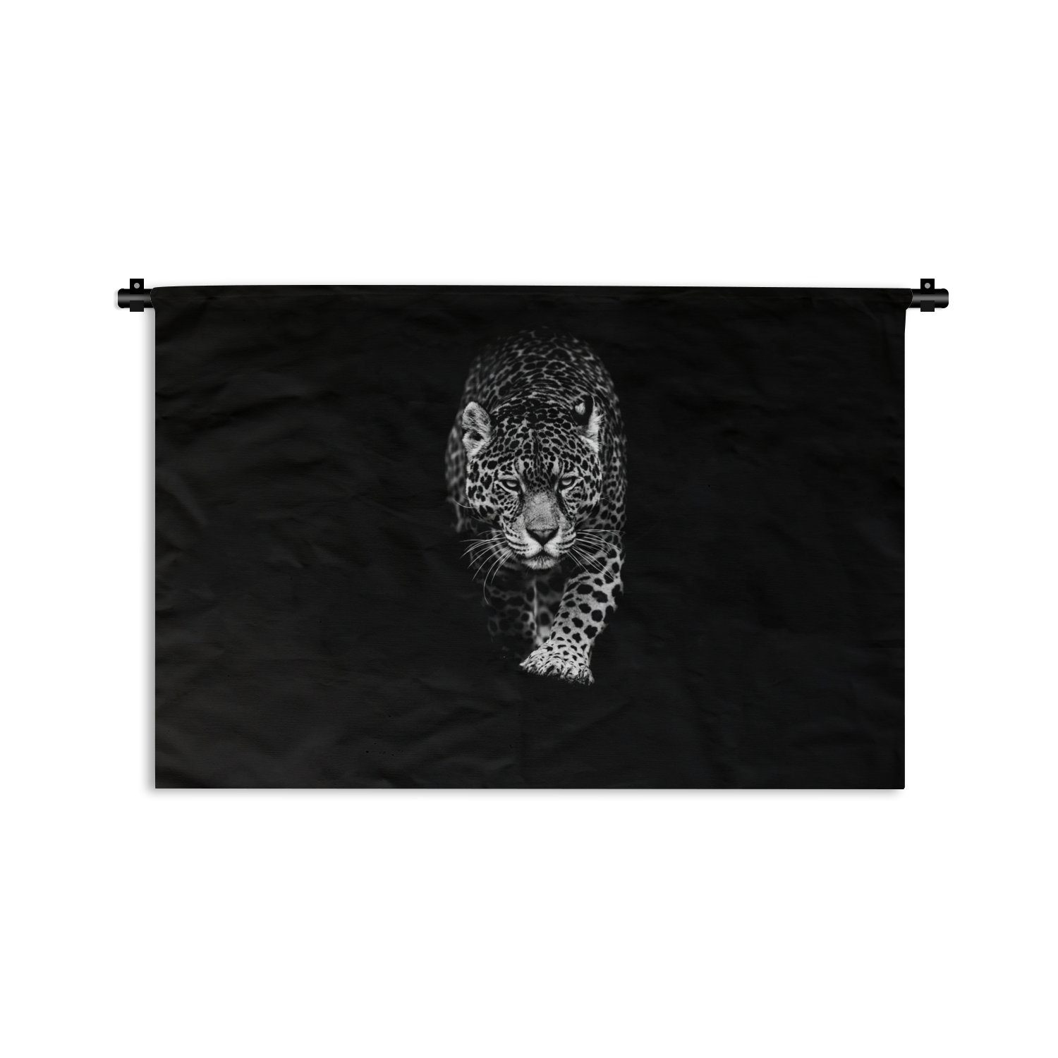 Kinderzimmer Leopard Schwarz Wandbehang, MuchoWow für Wohnzimmer, - Weiß Schlafzimmer, Wanddeko Kleid, - Wild, - Tiere - Wanddekoobjekt