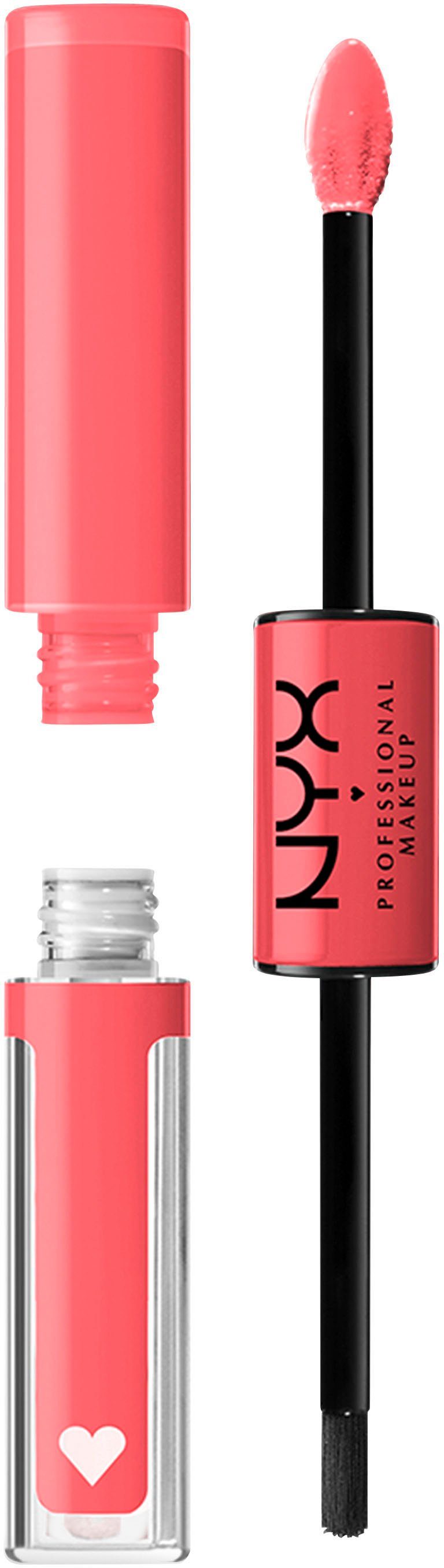 NYX Lippenstift Professional Shine Hustle Loud Born High Makeup Applikator geformtem Lip Shine, Auftrag mit SHLP01 präziser Pigment to