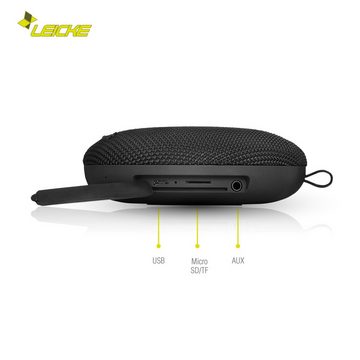 Leicke DJ Roxxx Round Clip Bluetooth-Lautsprecher (Bluetooth, 5 W, Karabiner, Gummigehäuse, NFC-Pairing, staub/wasserdicht)