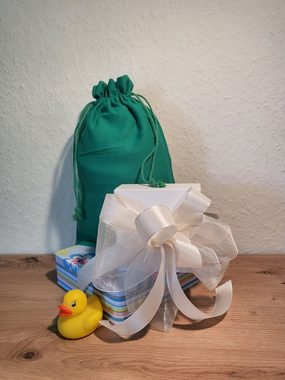 Organzabeutel24 Aufbewahrungstasche 3 Baumwollsäckchen, Stoffbeutel, Geschenkbeutel -blattgrün -, 100% Baumwolle für Adventskalender