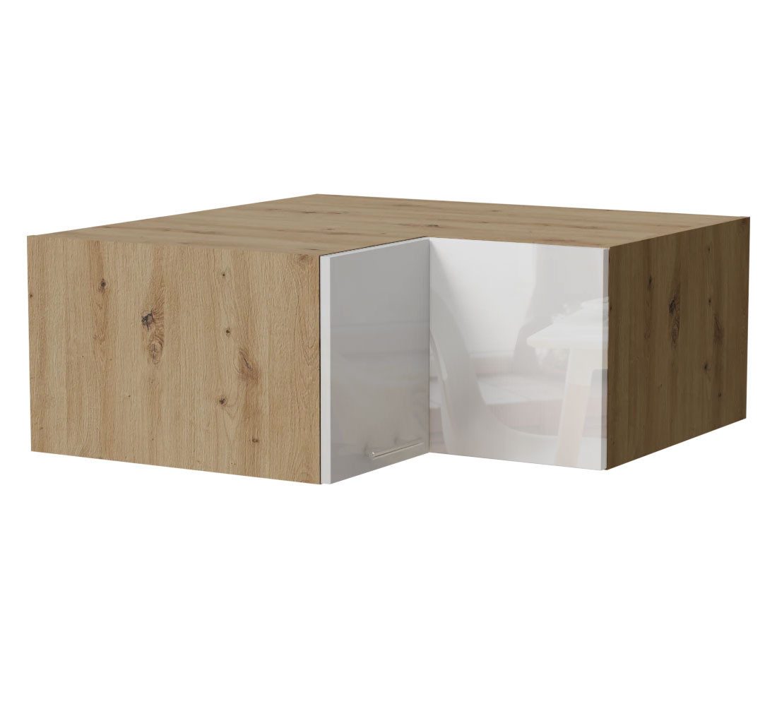 Feldmann-Wohnen Klapphängeschrank Essen (W14/90/36, 2-türig, innen 1 Fach, 1-St., Küchenhängeschrank) 90x90x36cm Eiche Artisan - weiß Hochglanz (ES-W14/90/36)