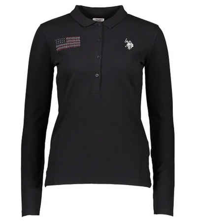 U.S. Polo Assn Poloshirt »U.S. POLO ASSN. Langarm Polo-Shirt modisches Damen Polo-Hemd Freizeit-Shirt Schwarz«