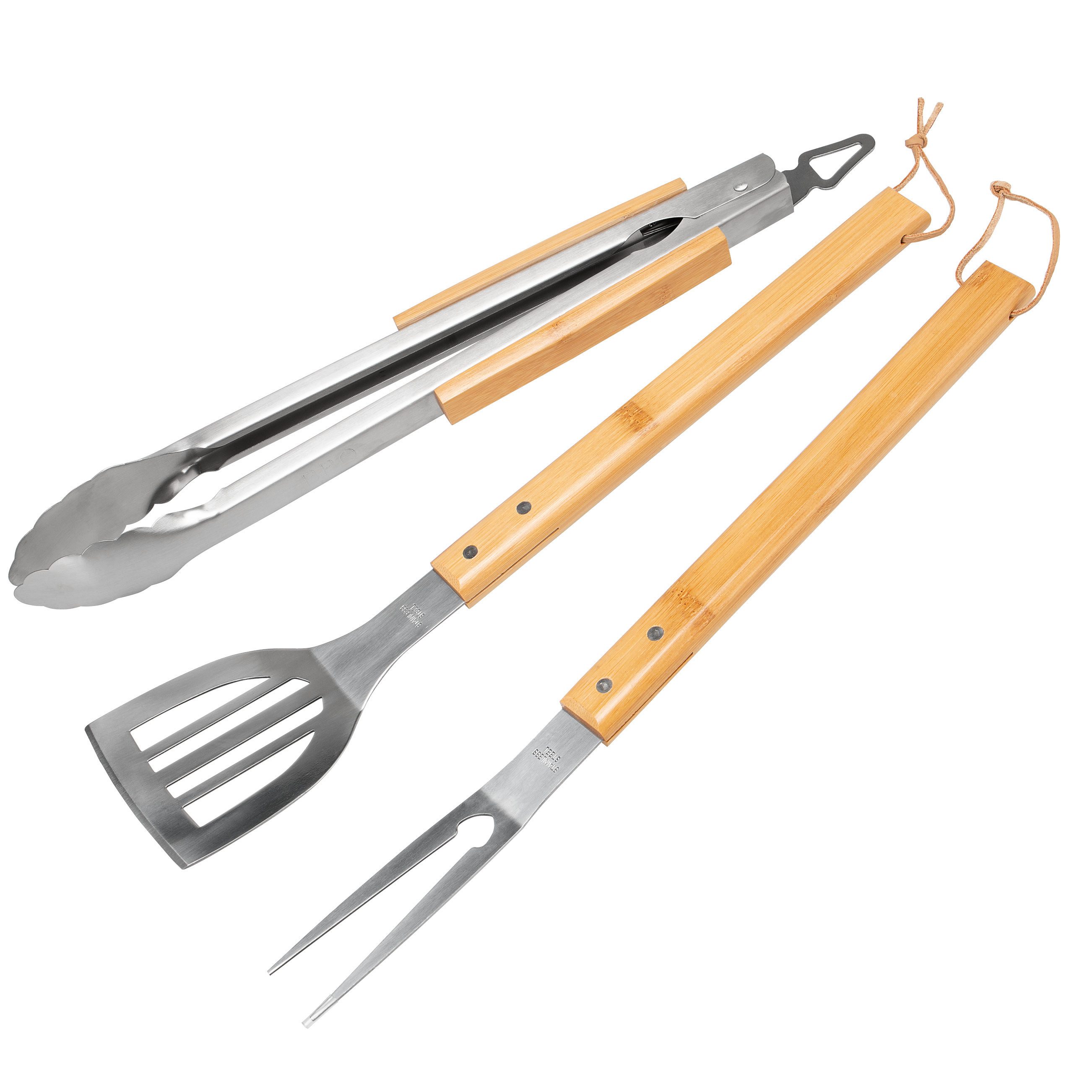 bremermann Grillbesteck-Set Grillbesteck 3er Set // Edelstahl mit Bambusgriffen, (3 tlg)