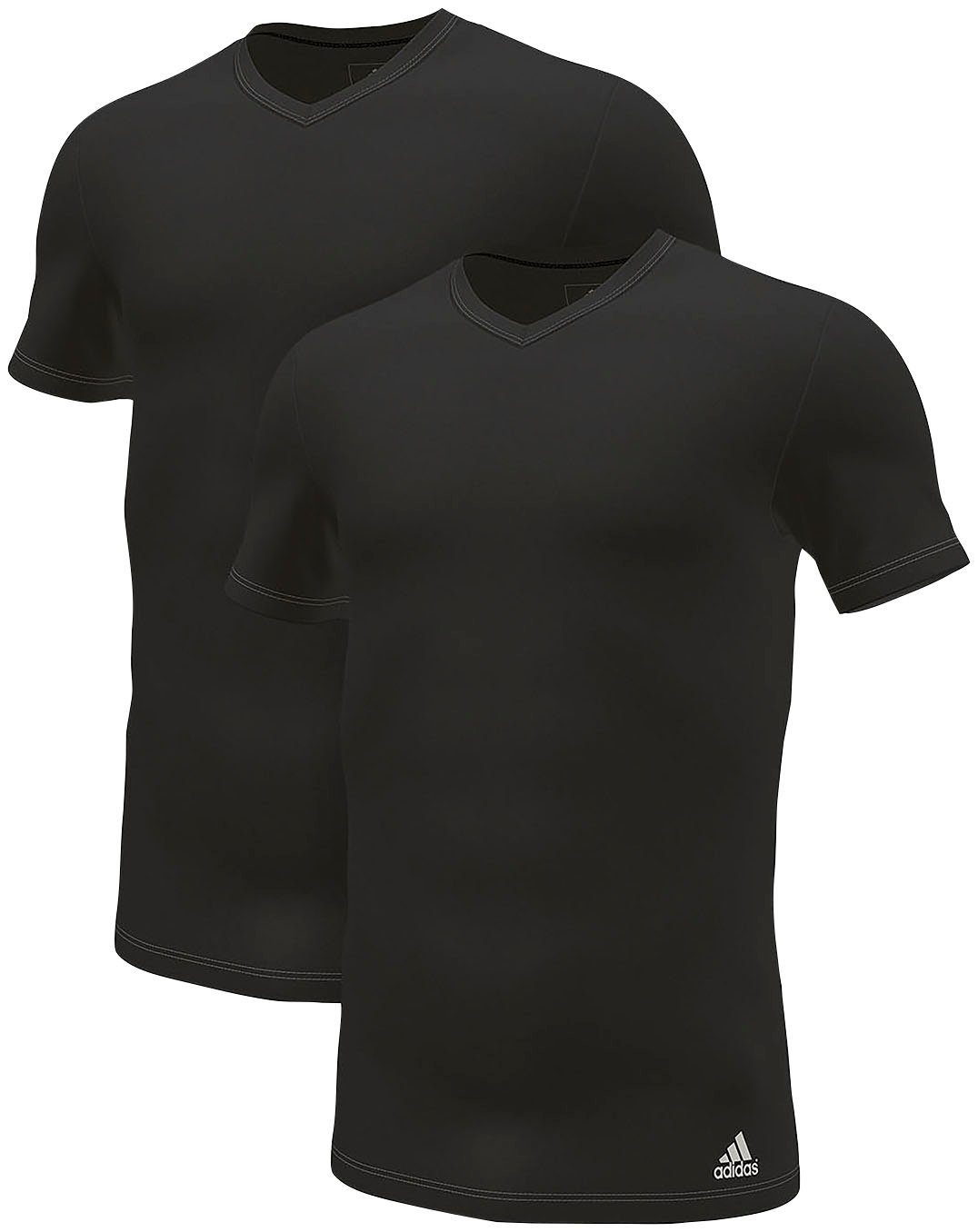 adidas Sportswear Unterhemd (2er-Pack) V-Neck T-Shirt mit flexiblem 4 Way Stretch schwarz