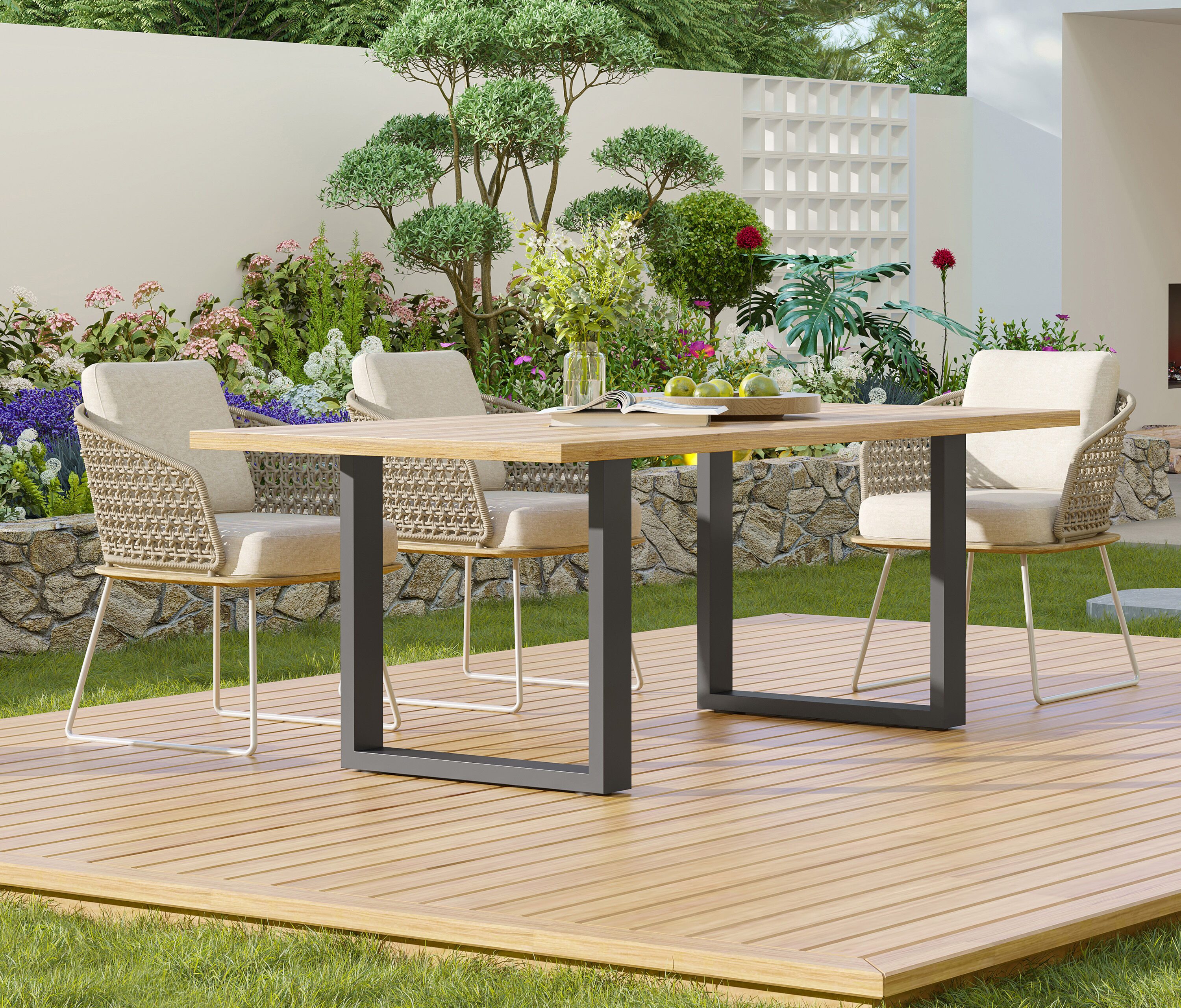 Tischplatte-Online.de Tischbein 2x Outdoor Tischgestell U-Frame Tischkufen für Gartentisch, Hochwertig / 5 Jahre Garantie / 2 Farben