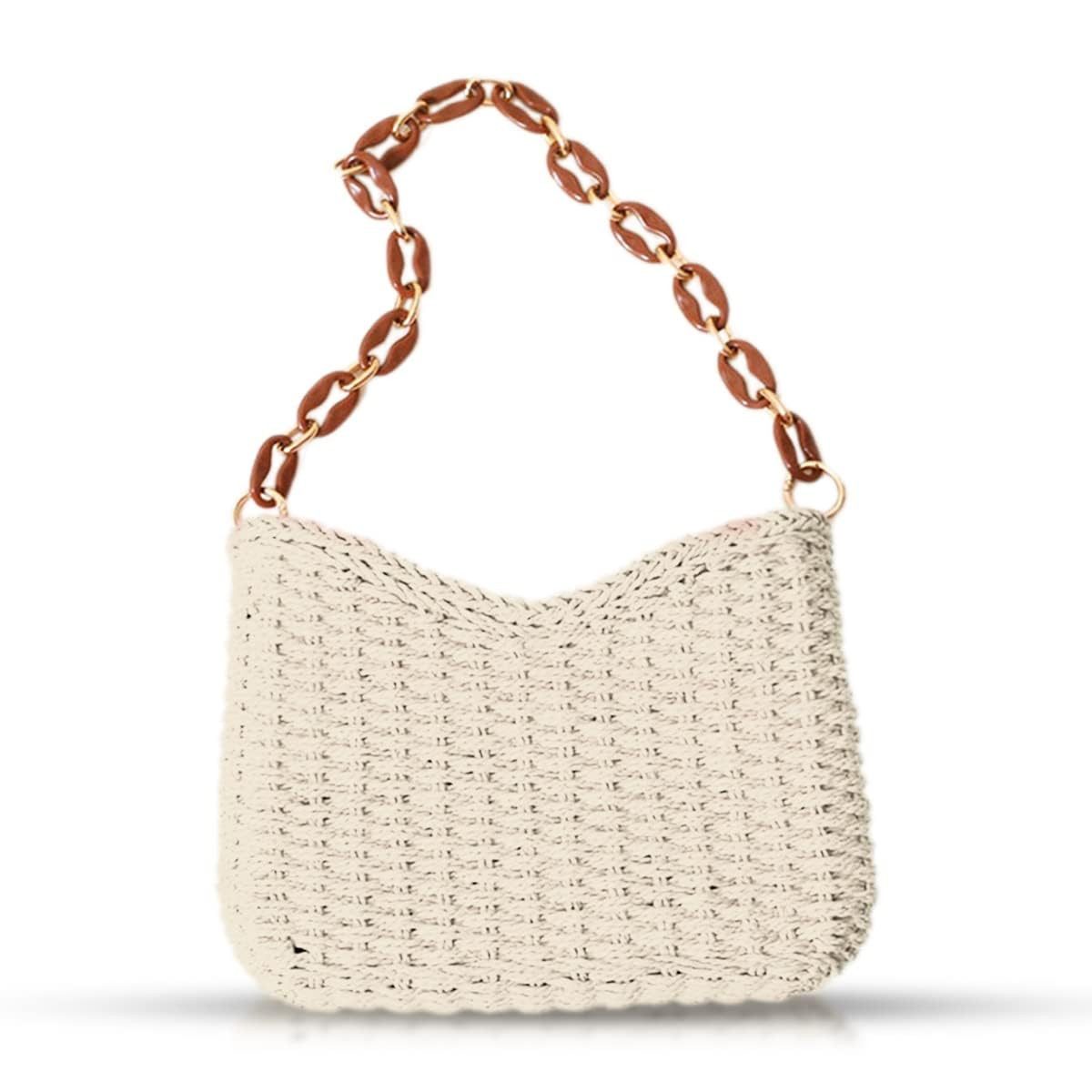 Zaewry Strandtasche Damen Umhängetasche aus Bast – Handgefertigt, Crossbody-Tasche, Basttasche, Urlaub, Outdoor, Casual
