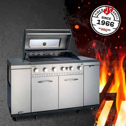 LANDMANN Gasgrill Rexon 6.1 cooK Edelstahl 162x55x120cm 83kg, Outdoorküche