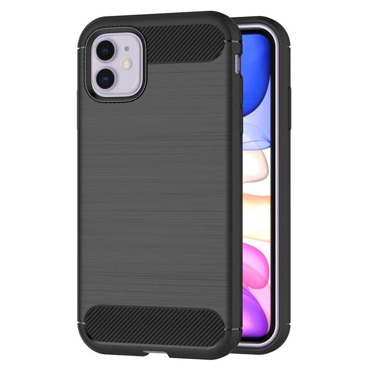 CoolGadget Handyhülle Carbon Handy Hülle für Apple iPhone 11 6,1 Zoll, robuste Telefonhülle Case Schutzhülle für iPhone 11 Hülle