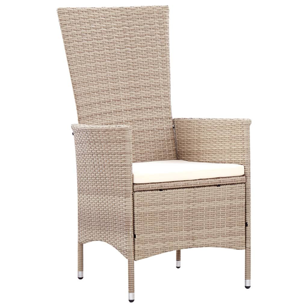 vidaXL Garten-Essgruppe 7-tlg. Garten-Essgruppe mit Auflagen Poly Rattan Beige, (6-tlg)