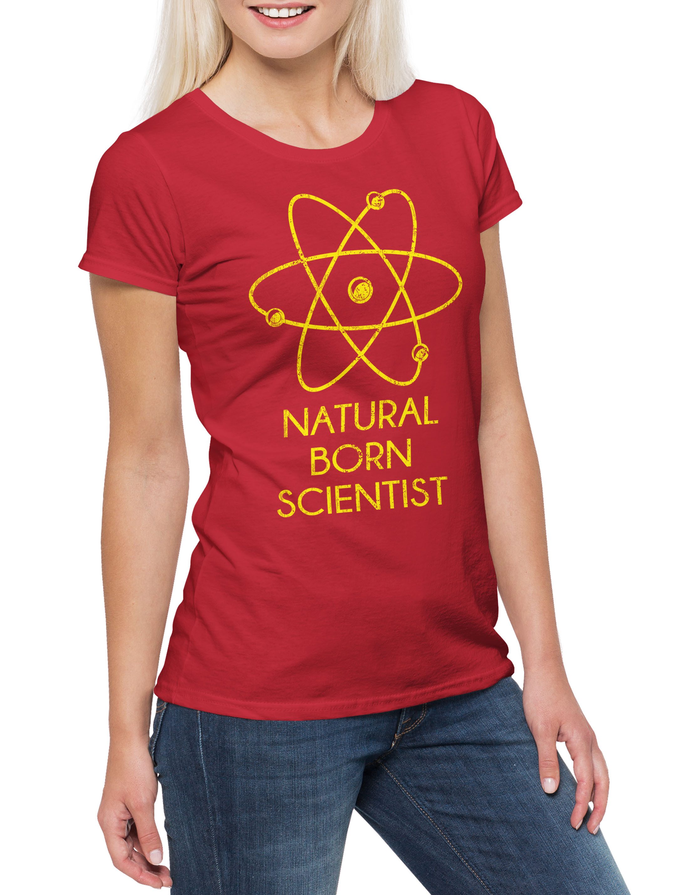 Print-Shirt Natural Born Scientist Damen T-Shirt Lehrer Fun Teacher Professor Nerd
