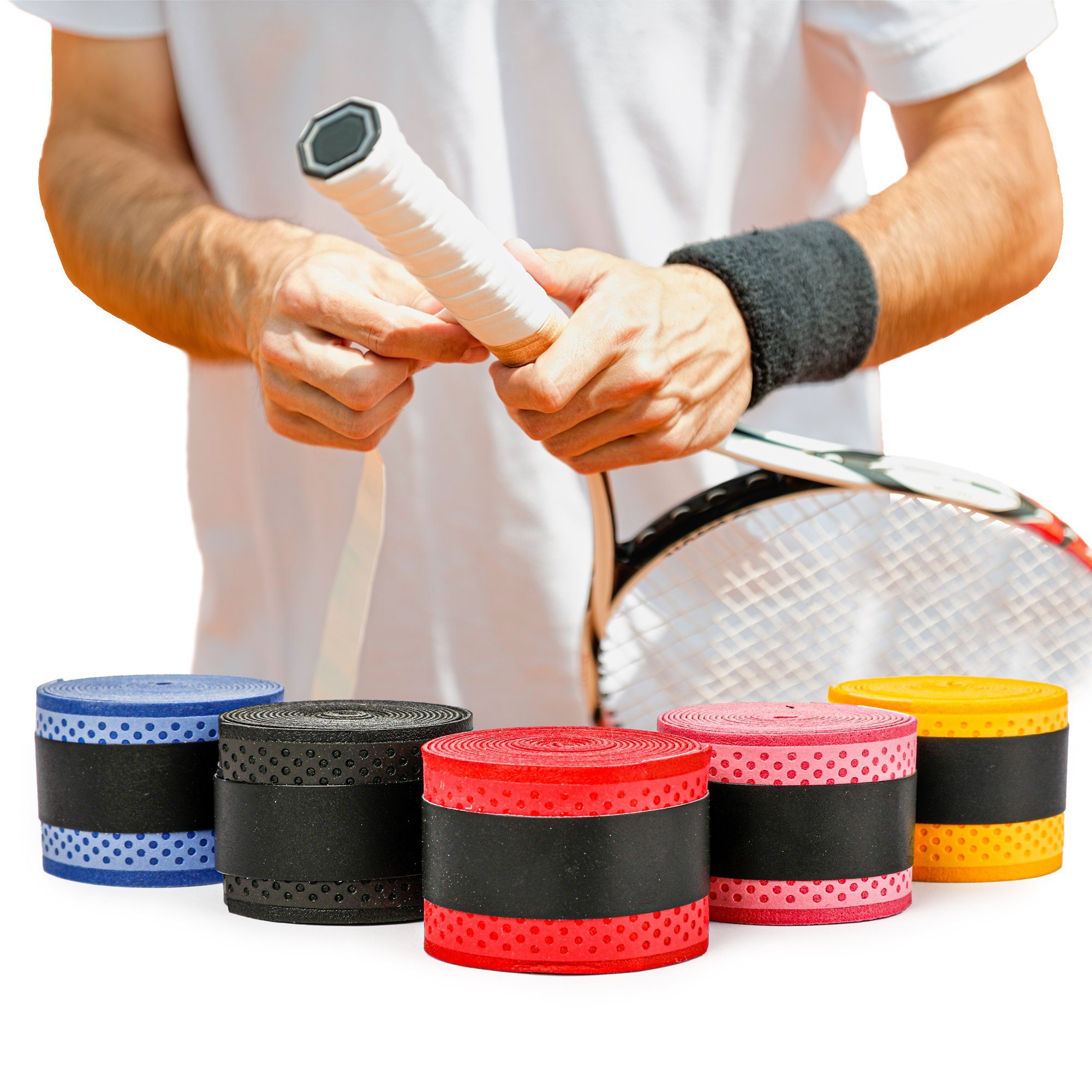 5x Anti Slip Schläger Über Grip Roll Tennis Badminton Squash Griffband ZufälXKD 