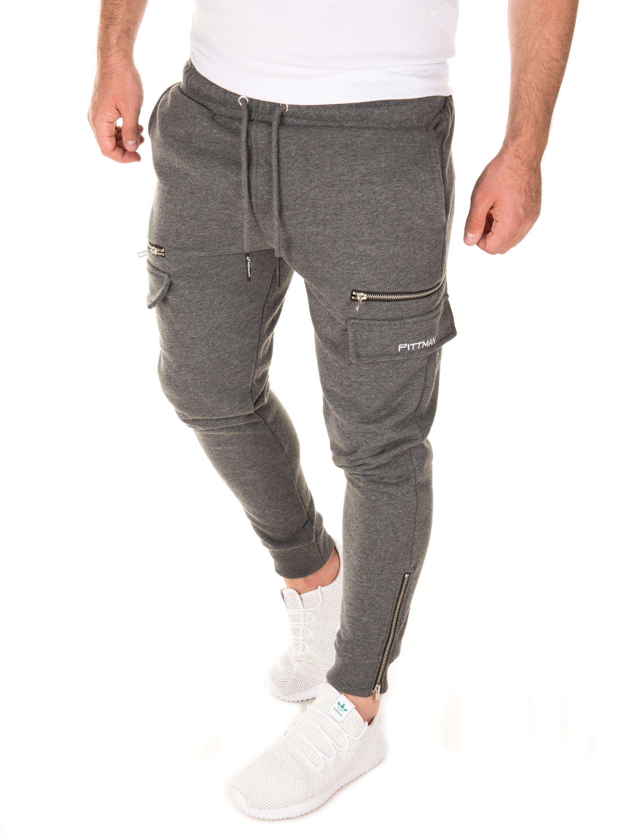 Pittman Sweatpants Bruno (180201)) Track Bund (castlerock elastischem Cargo mit Dunkelgrau Kordelzug und Pants