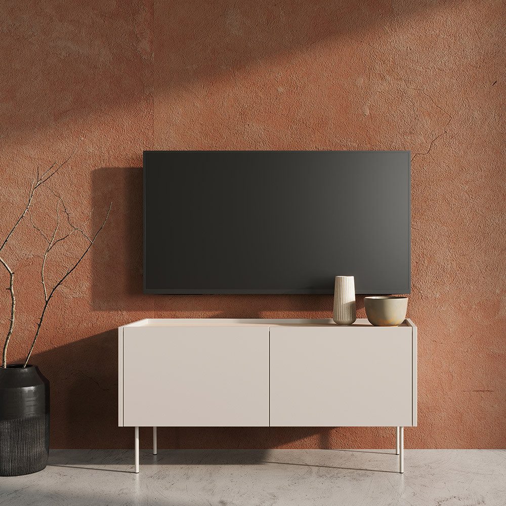 Lomadox Wohnzimmer-Set DELFT-141, (Mega-Spar-Set, 3-St., Couchtisch Lowboard Sideboard), in keramikrot und kaschmir mit Eiche, modern, grifflos