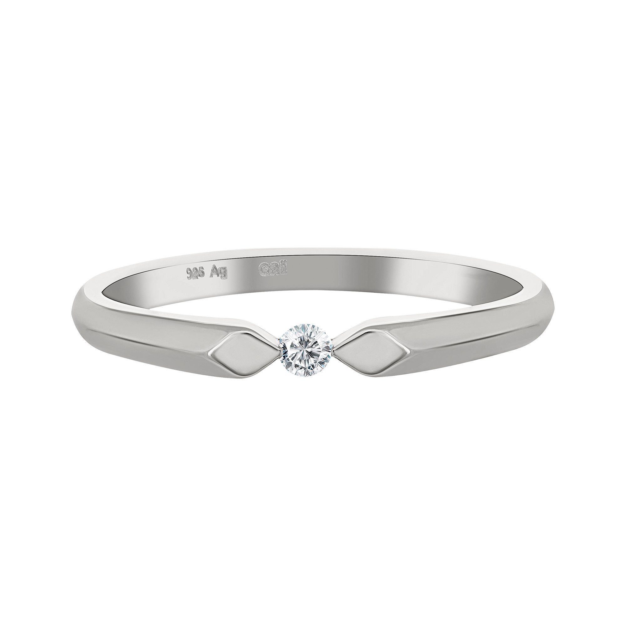 Fingerring 925 Silber rhodiniert mit Zirkonia