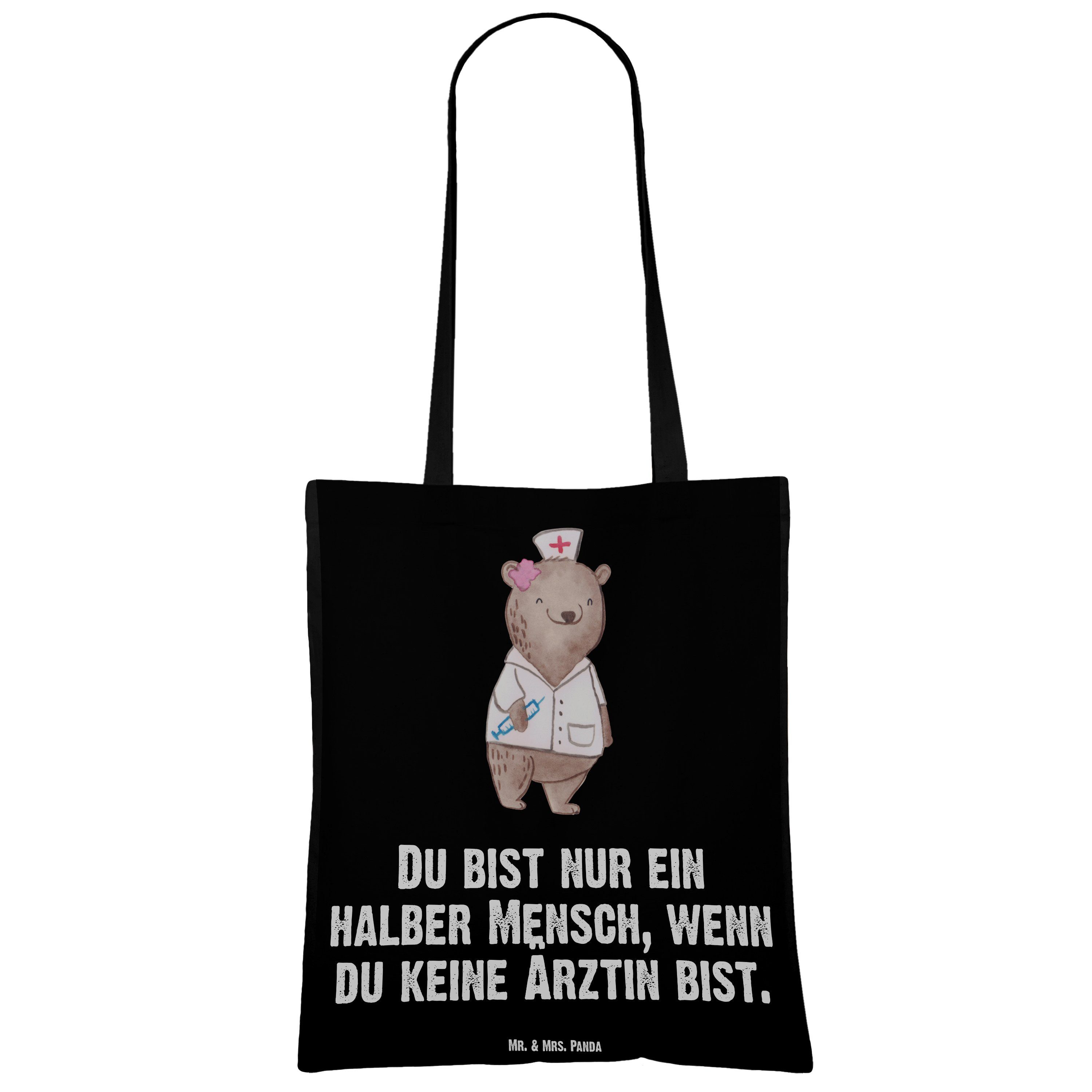 Tragetasche & Herz Einkaufstasche, Panda Geschenk, Mr. Schwarz Mrs. Danke, (1-tlg) Beutel, - mit - Ärztin