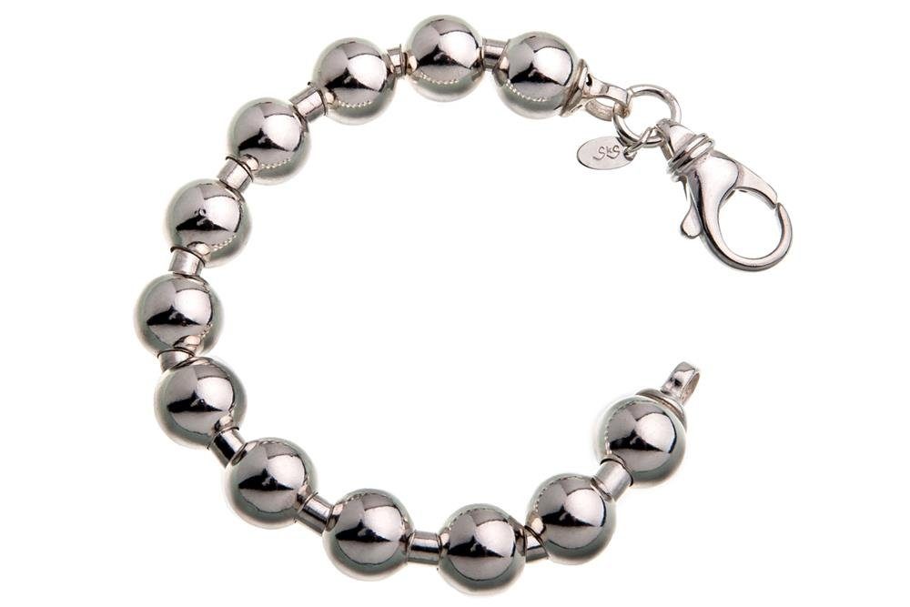 Silberkettenstore Silberarmband Kugelkette Armband 10mm - 925 Silber, Länge wählbar von 18-25cm