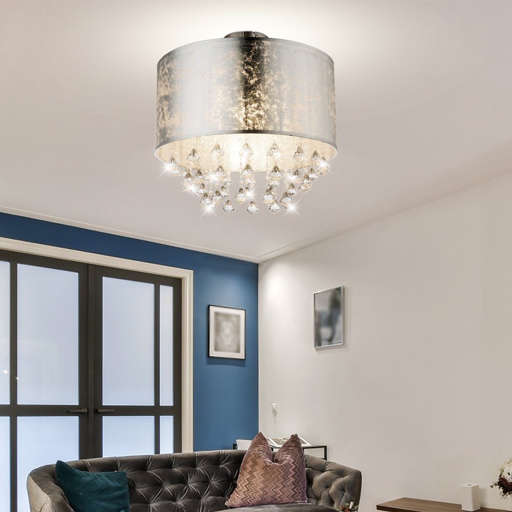 Luxus Decken Lampe Schlaf Gäste Zimmer Dekor Samt Leuchte silber schwenkbar 
