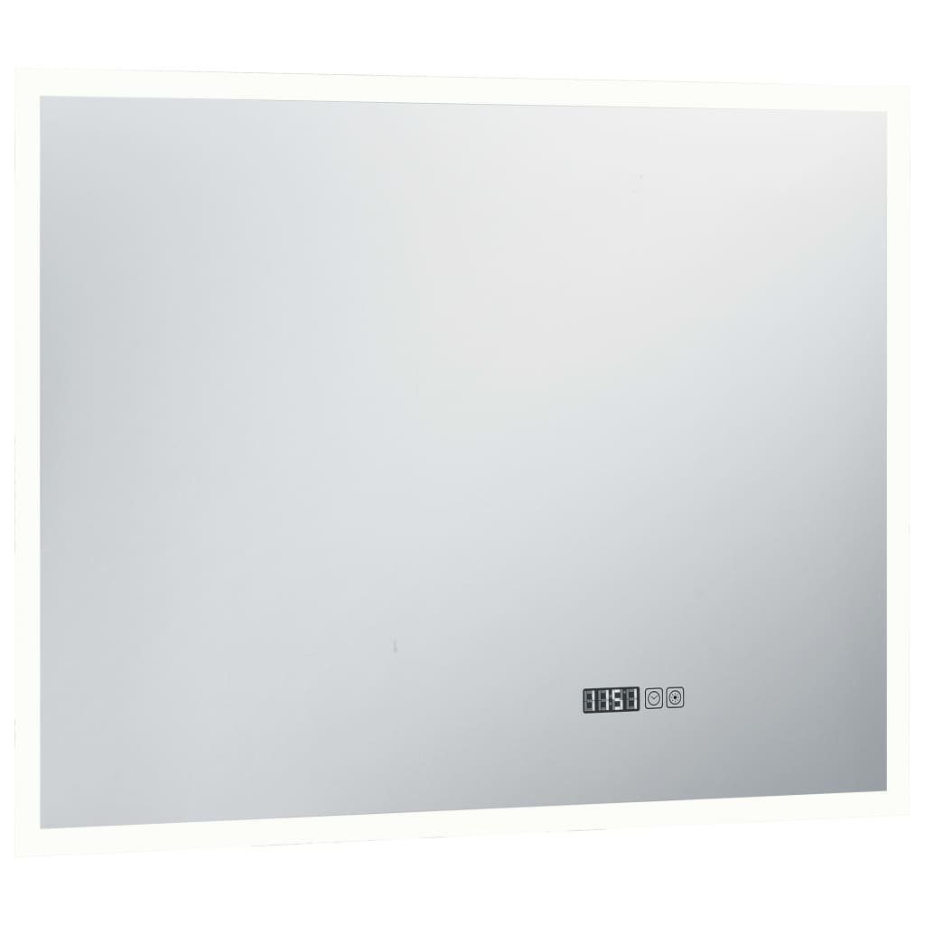 furnicato mit cm und LED-Badspiegel Berührungssensor Zeitanzeige Wandspiegel 80x60