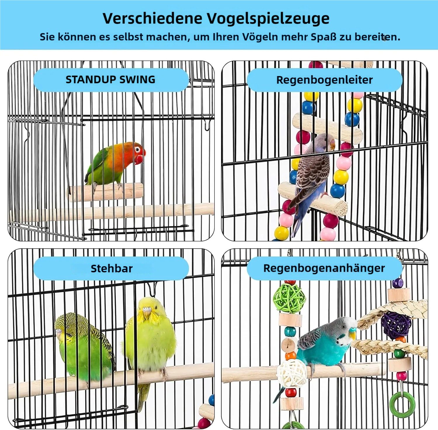 TLGREEN Vogelkäfig Groß 49 x 34 x 100cm, Vogelvoliere mit Vogelspielzeuge, günstig online kaufen